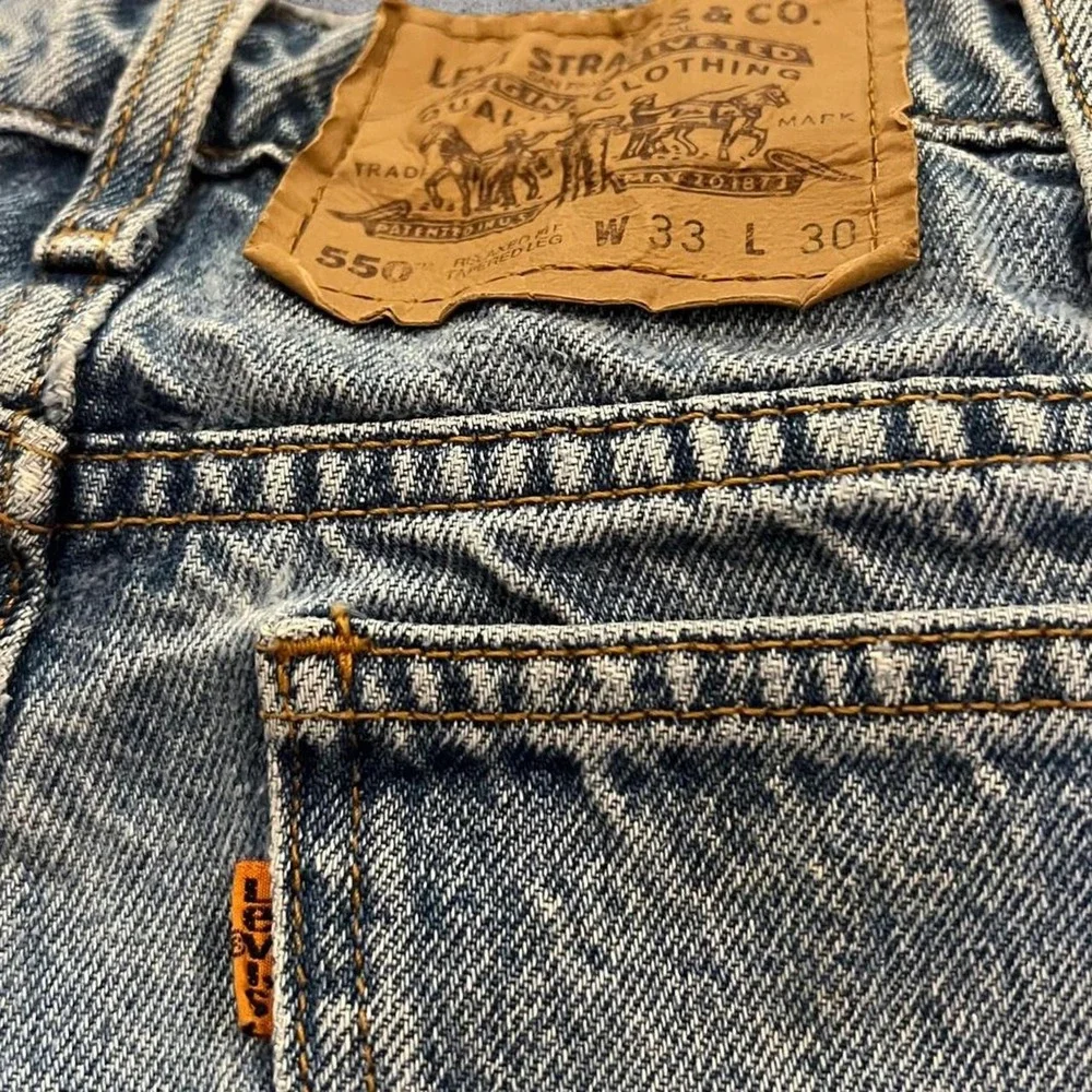 Vintage 90s Levi's 550 Orange Tab Jorts - Made in USA - Baggy Fit (Fits 30